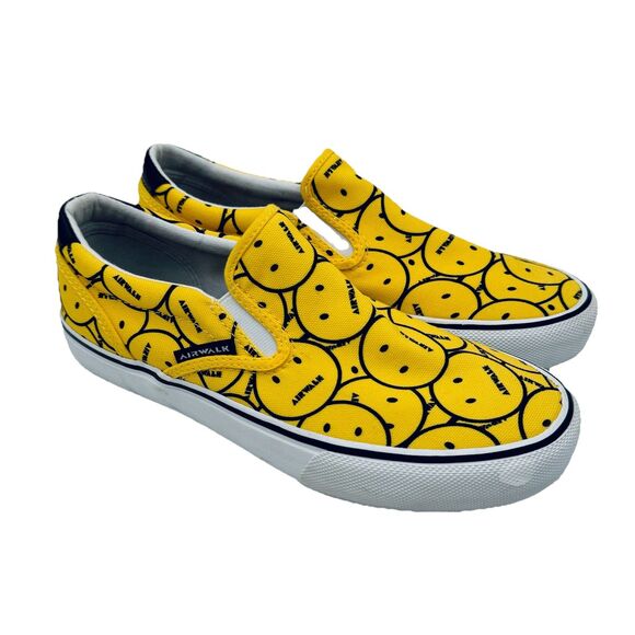 Airwalk Shoes Sneakers Yellow with Multi Smile Smiley Face Graphics Women's 8.5 - Picture 4 of 9